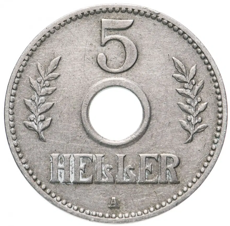 Германская Восточная Африка 5 геллеров (heller) 1913 A знак монетного двора "A" — Берлин, аверс