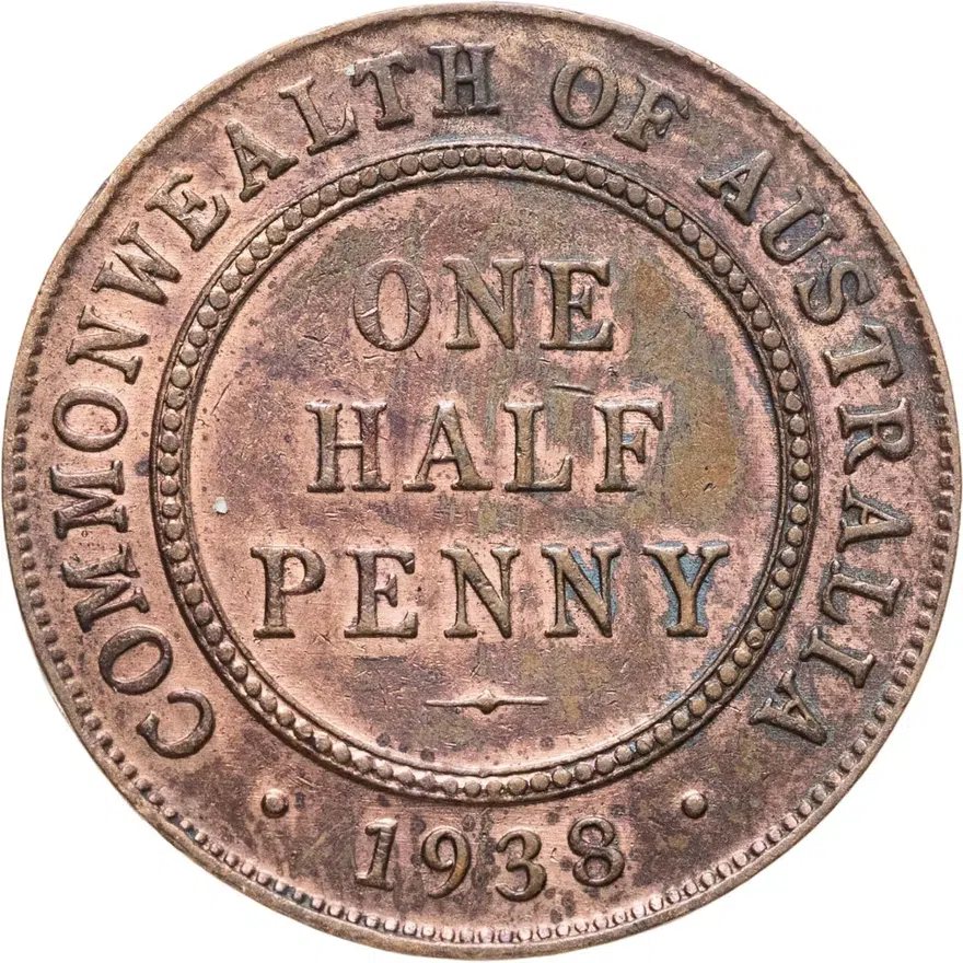 Австралия 1/2 пенни (penny) 1938, аверс