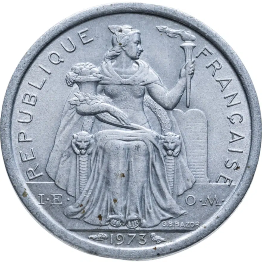 Новая Каледония 1 франк (franc) 1973, аверс