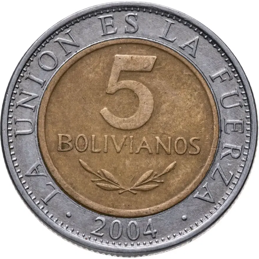 Боливия 5 боливиано (bolivianos) 2004, аверс