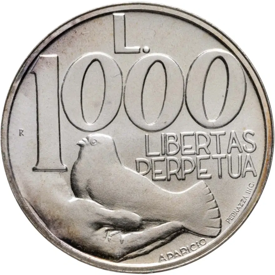 Сан-Марино 1000 лир (lire) 1991  голубь