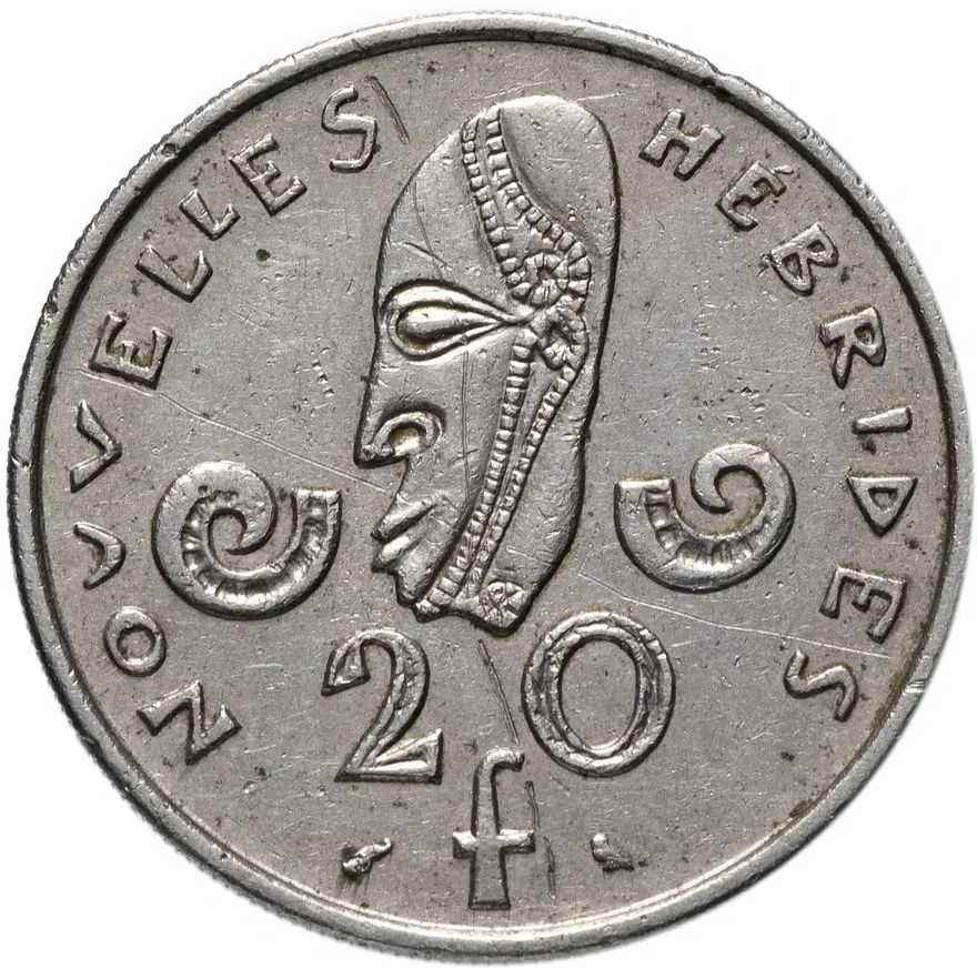 Новые Гебриды 20 франков (francs) 1970, реверс