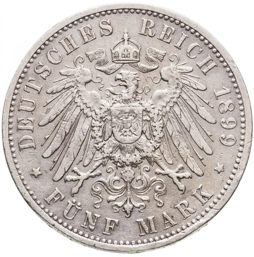 Германия (Империя) 5 марок (mark) 1899, реверс
