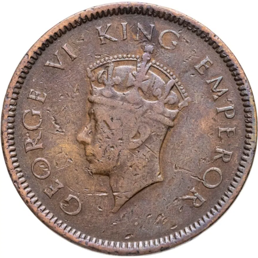 Индия (Британская) 1/4 анны (anna) 1939   Без отметки монетного двора, аверс