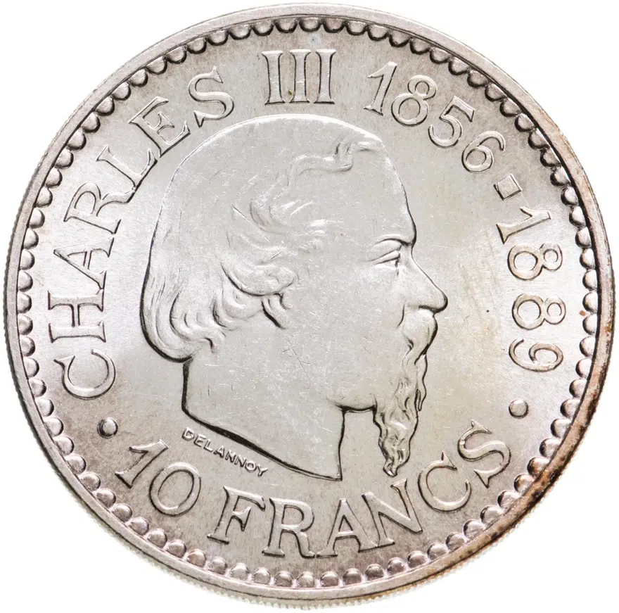 10 франков (francs) 1966 "110 лет вступлению на престол Чарльза III"