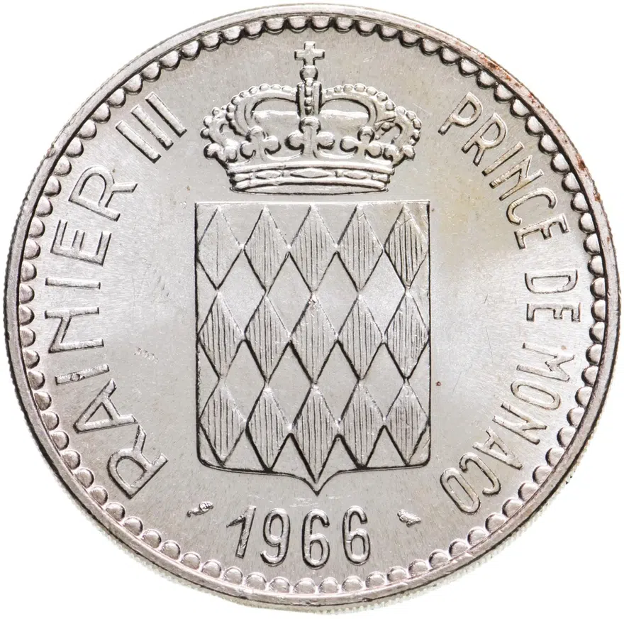 10 франков (francs) 1966 "110 лет вступлению на престол Чарльза III", реверс