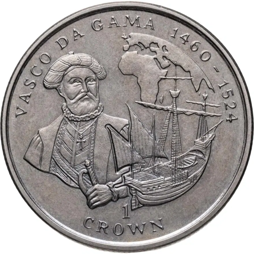 Остров Мэн 1 крона (crown) 1998 Васко да Гама, аверс