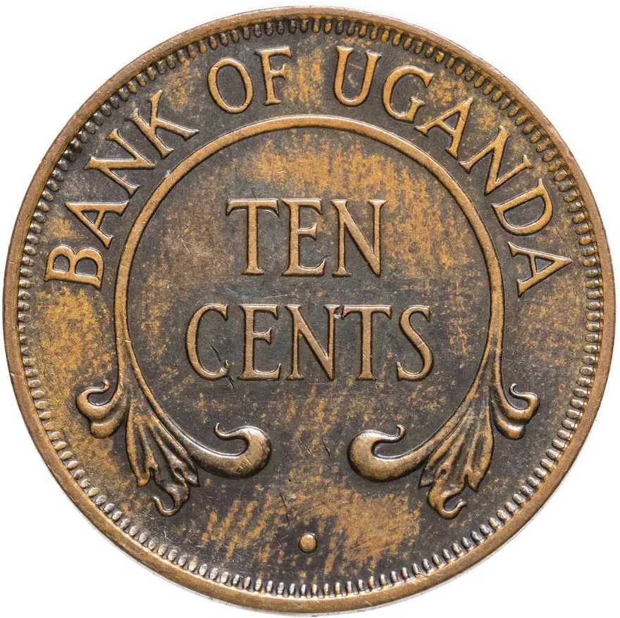 Уганда 10 центов (cents) 1975, реверс