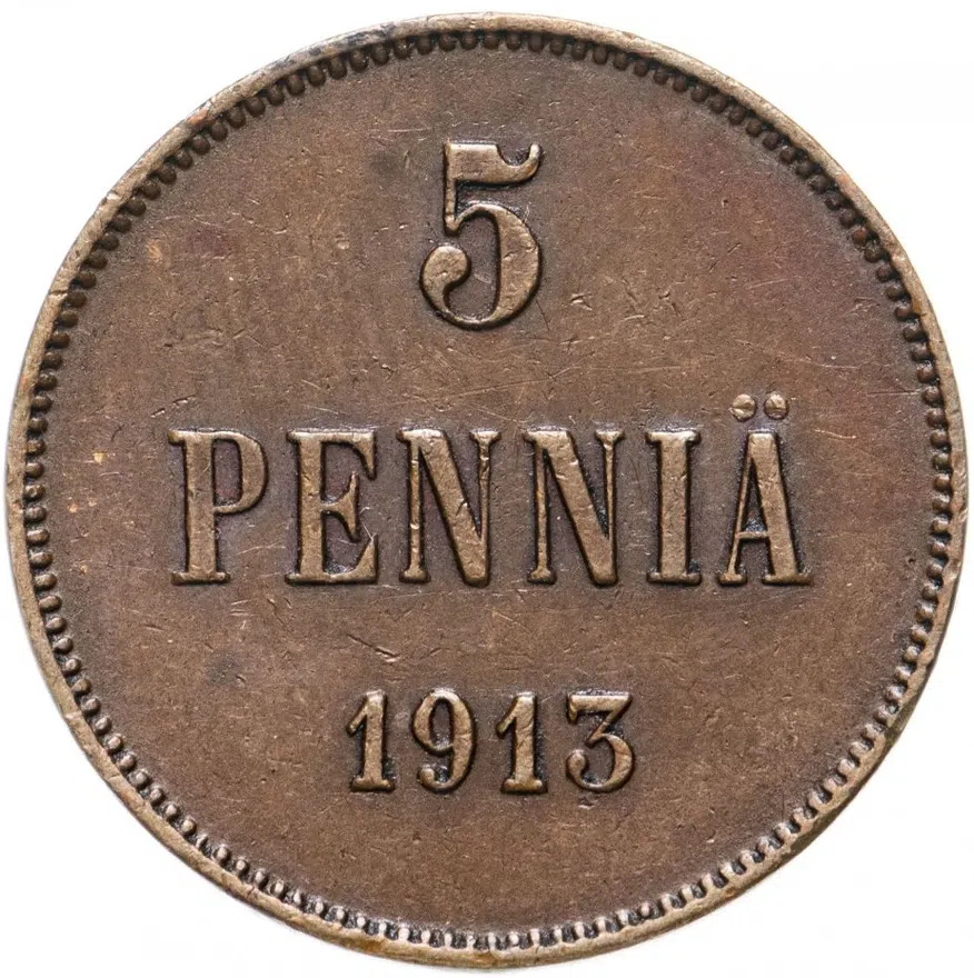5 пенни (pennia) 1913, аверс
