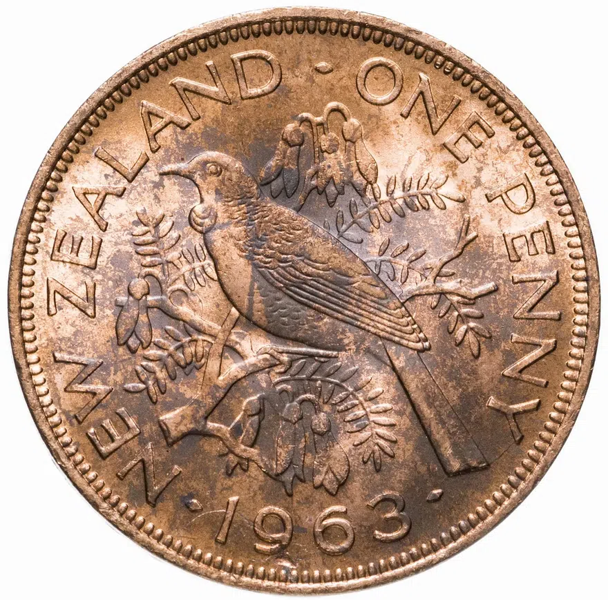 Новая Зеландия 1 пенни (penny) 1963, аверс