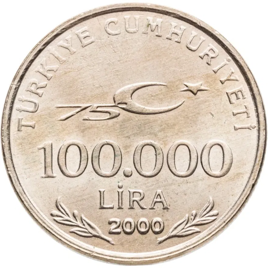 Турция 100000 лир (lira) 2000, аверс