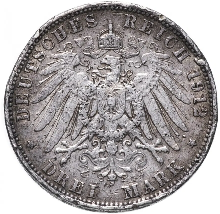 Германская Империя (Пруссия) 3 марки 1912, реверс