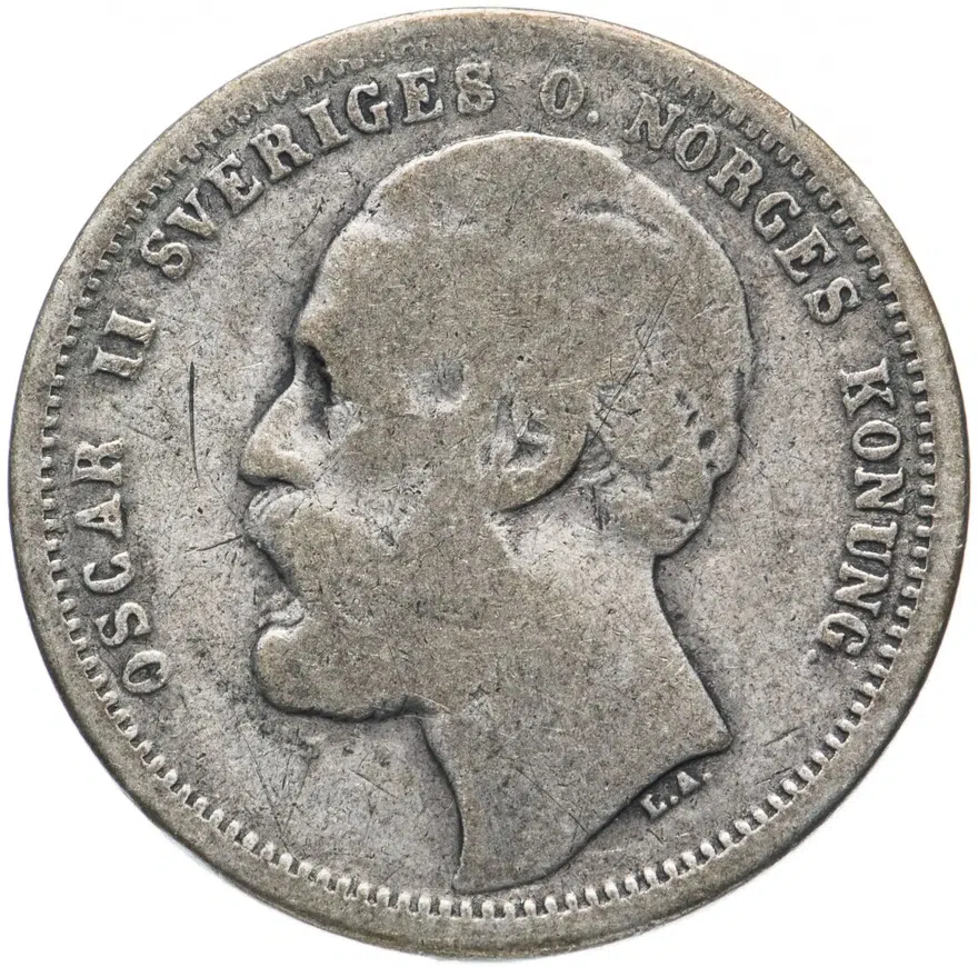 Норвегия 1 крона (krona) 1875, реверс