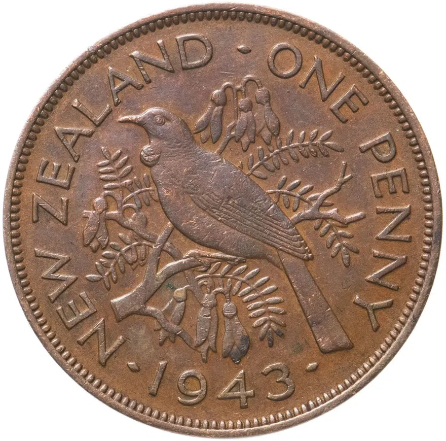 Новая Зеландия 1 пенни (penny) 1943, реверс