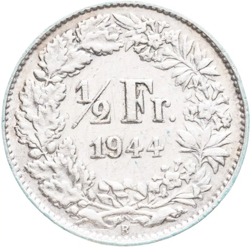 Швейцария 1/2 франка (franc) 1944, реверс
