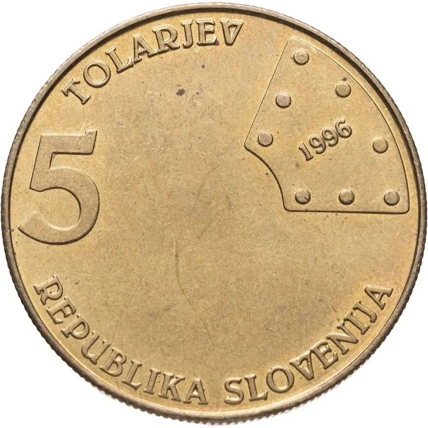 Словения 5 толаров (tolarjev) 1996  150 лет первой железной дороге в Словении, реверс