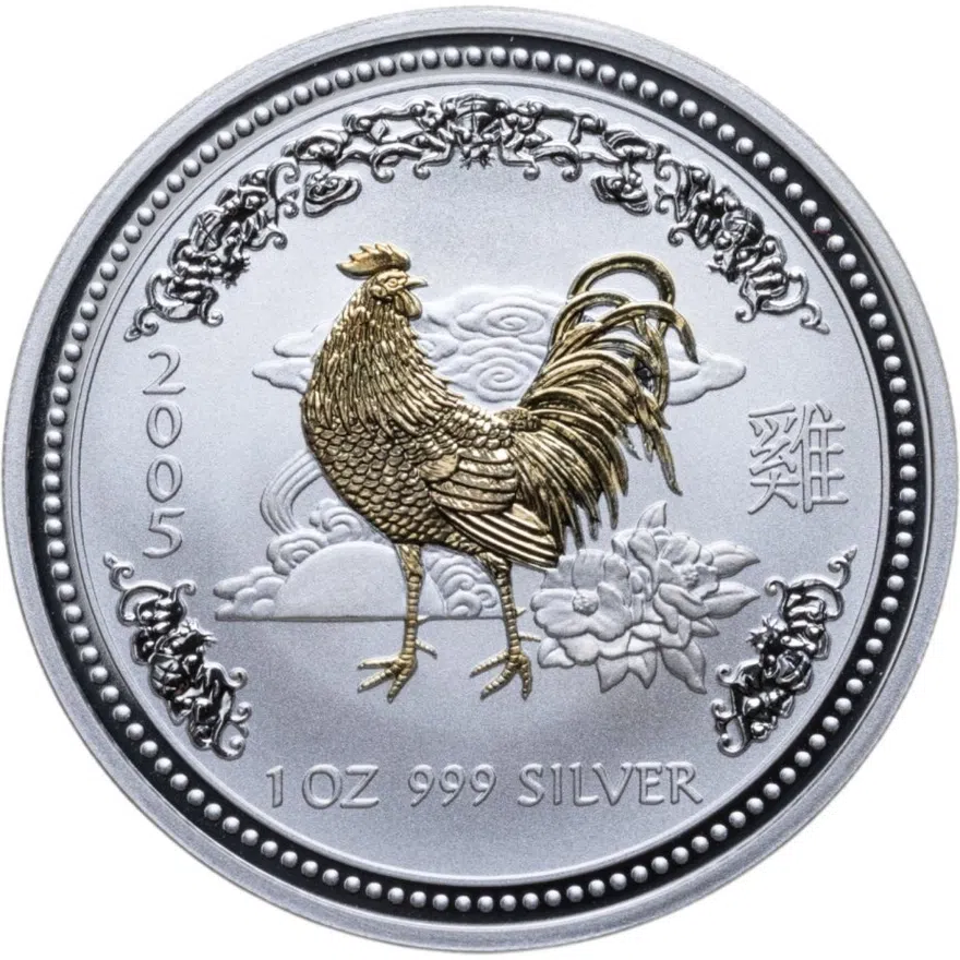 Австралия 1 доллар (dollar) 2005  Восточный календарь - Год Петуха /позолота/, аверс