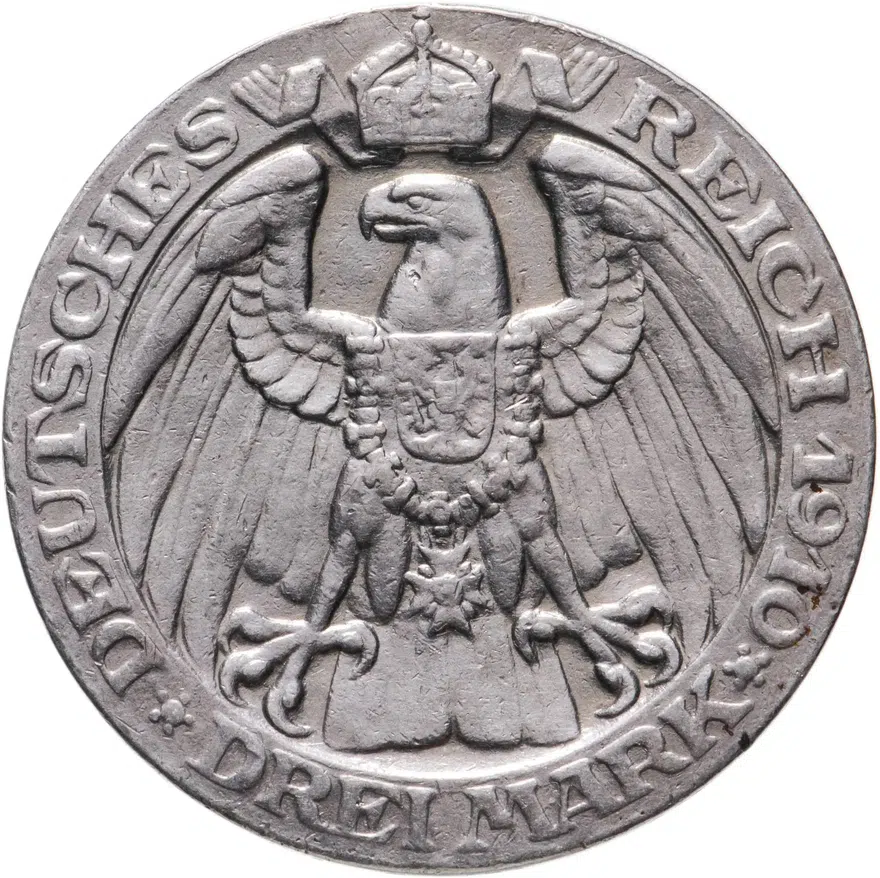 Германия (Империя) 3 марки (mark) 1910  Берлинский университет, реверс