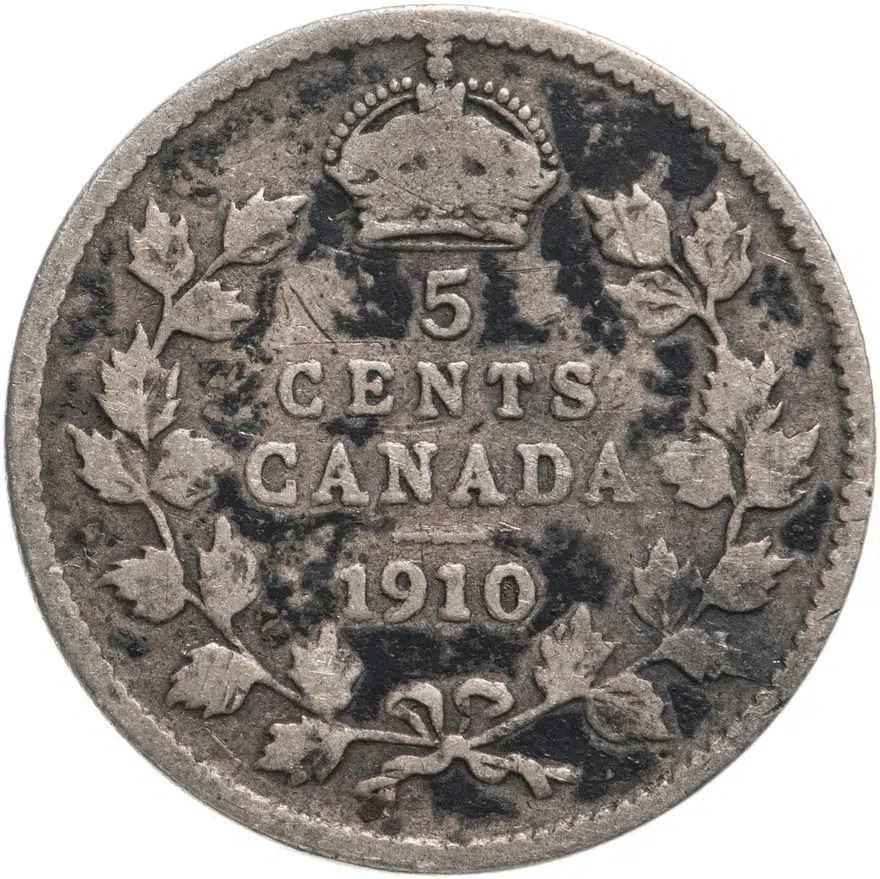 Канада 5 центов (cents) 1910
