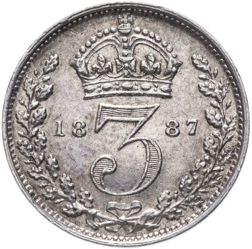 Великобритания 3 пенса 1887 новый портрет