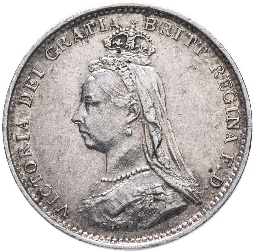 Великобритания 3 пенса 1887 новый портрет, реверс