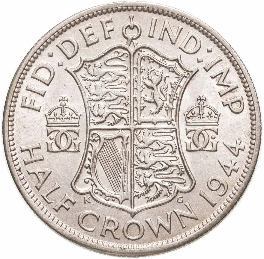 Великобритания 1/2 кроны (crown) 1944, аверс