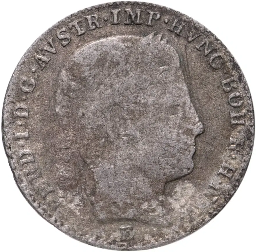 Австрия 3 крейцера (kreutzer) 1845 E  знак монетного двора "E" - Карлсбург, реверс