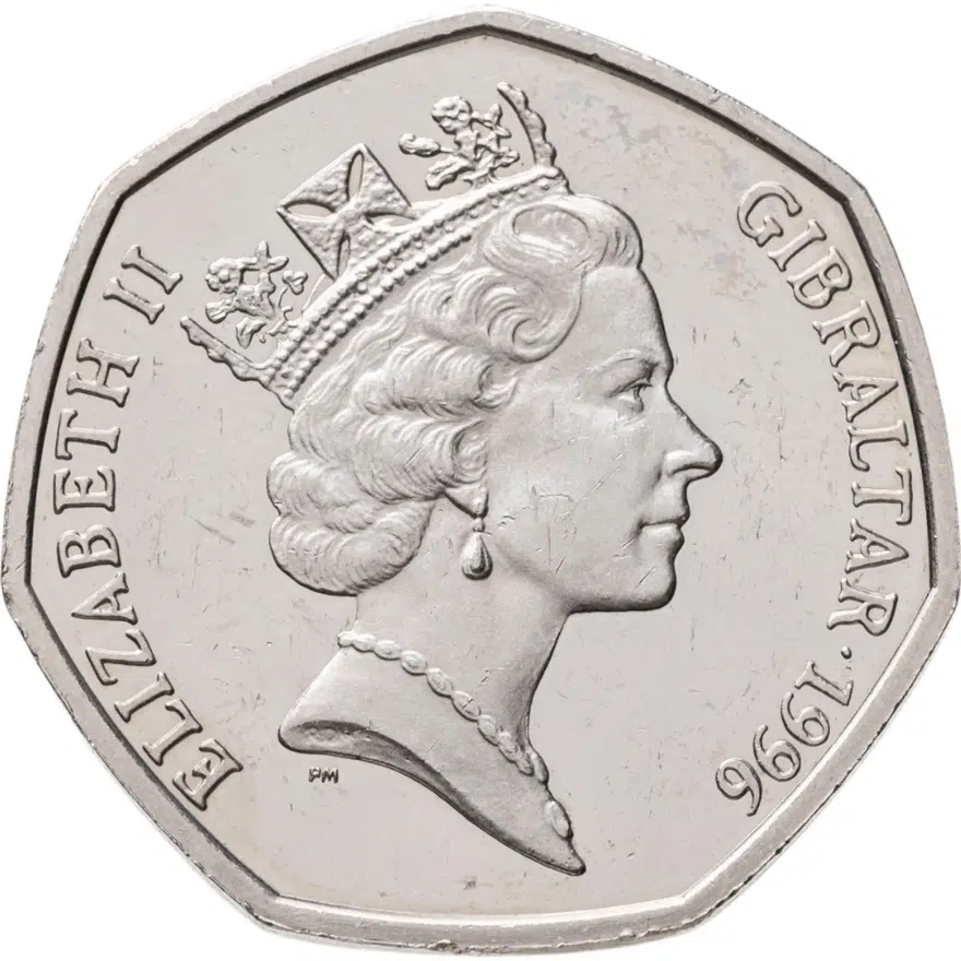 Гибралтар 50 пенсов (pence) 1996 Рождество, реверс