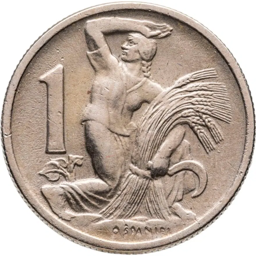 Чехословакия 1 крона 1946, аверс