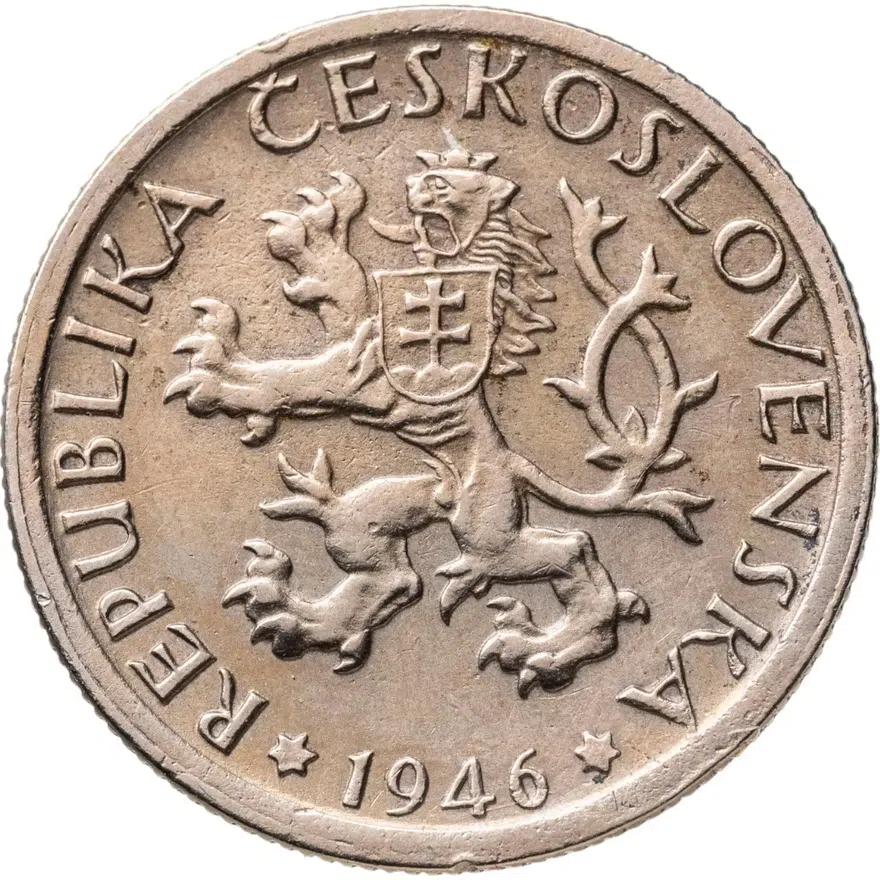 Чехословакия 1 крона 1946, реверс