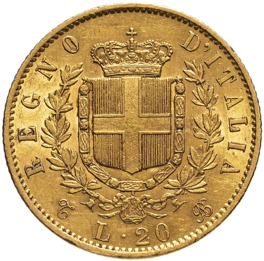 Италия 20 лир (lire) 1862, реверс