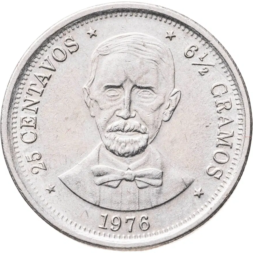 Доминикана 25 сентаво (centavos) 1976  100 лет со дня смерти Хуана Пабло Дуарте