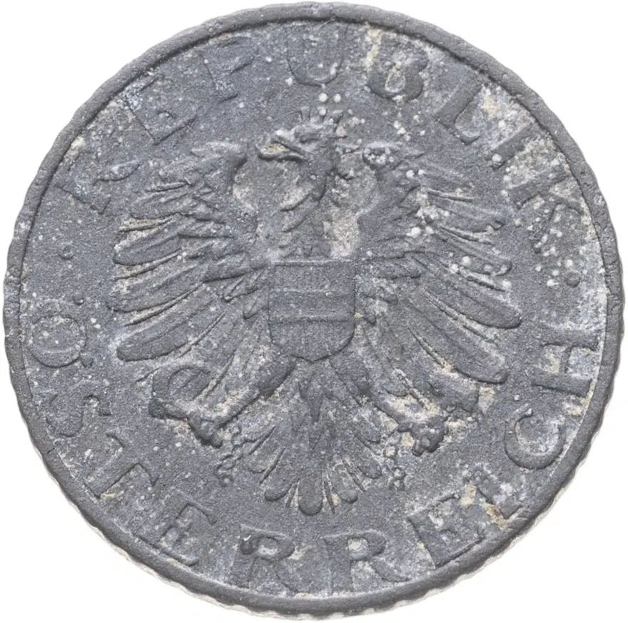 Австрия 5 грошей (groschen) 1953, реверс