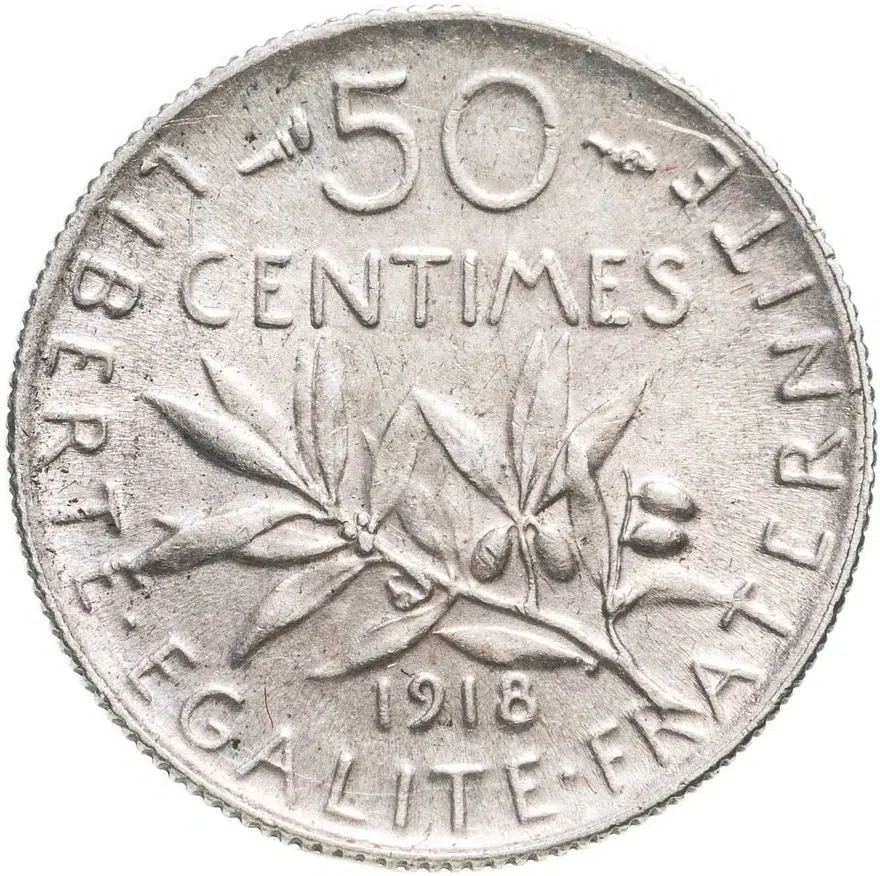 Франция 50 сантимов (centimes) 1918, аверс