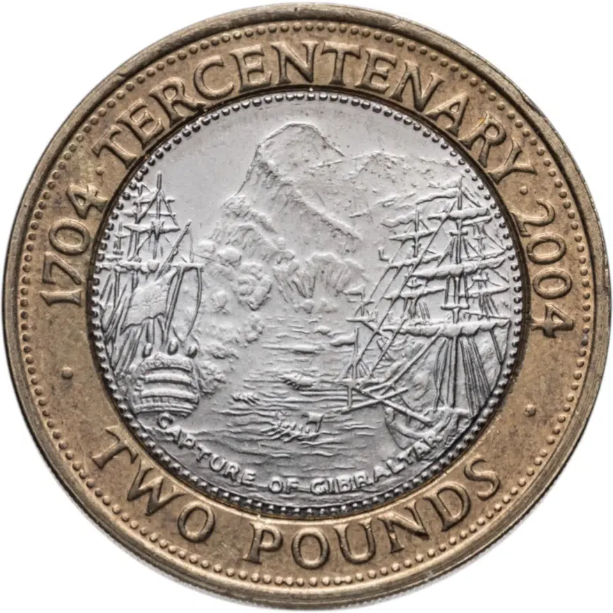 Гибралтар 2 фунта (pounds) 2004   300 лет захвату Гибралтара
