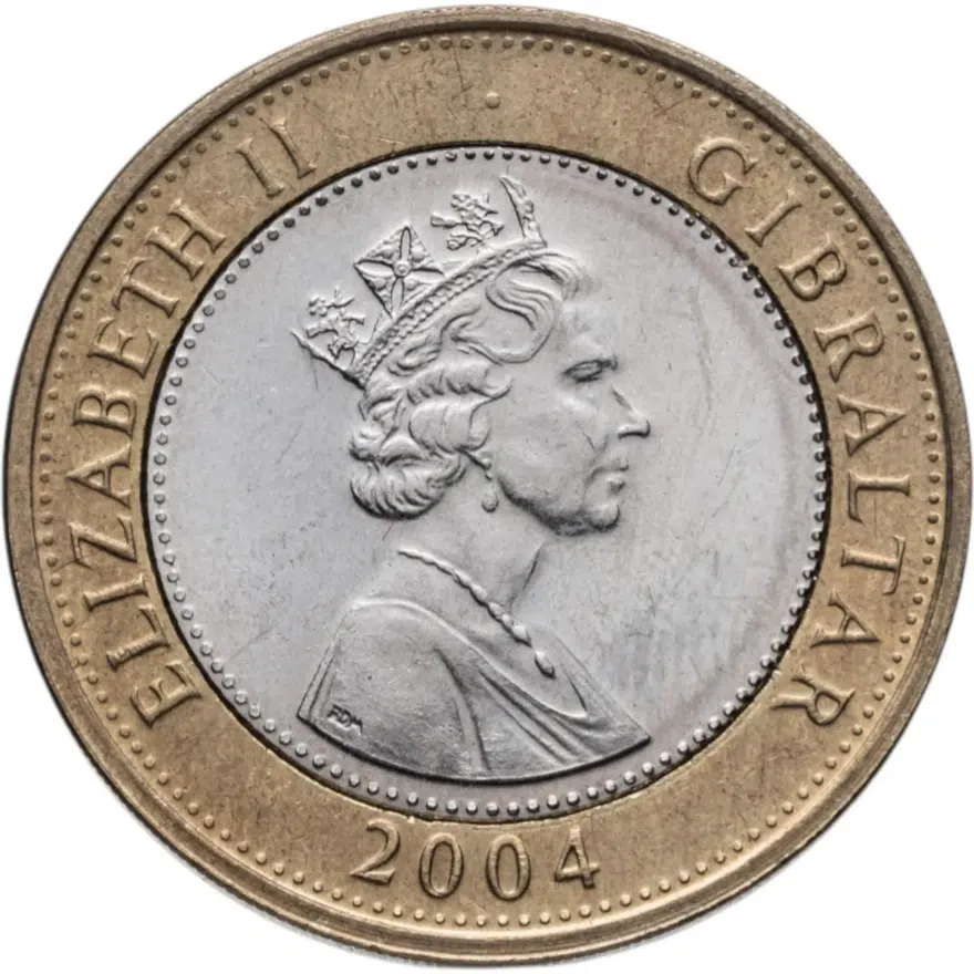Гибралтар 2 фунта (pounds) 2004   300 лет захвату Гибралтара, реверс