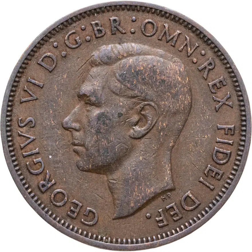 Великобритания 1/2 пенни (penny) 1952, аверс