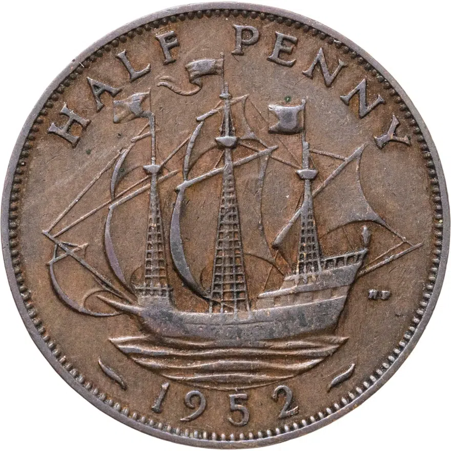 Великобритания 1/2 пенни (penny) 1952, реверс