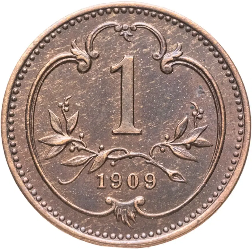 Австрия 1 геллер (heller) 1909