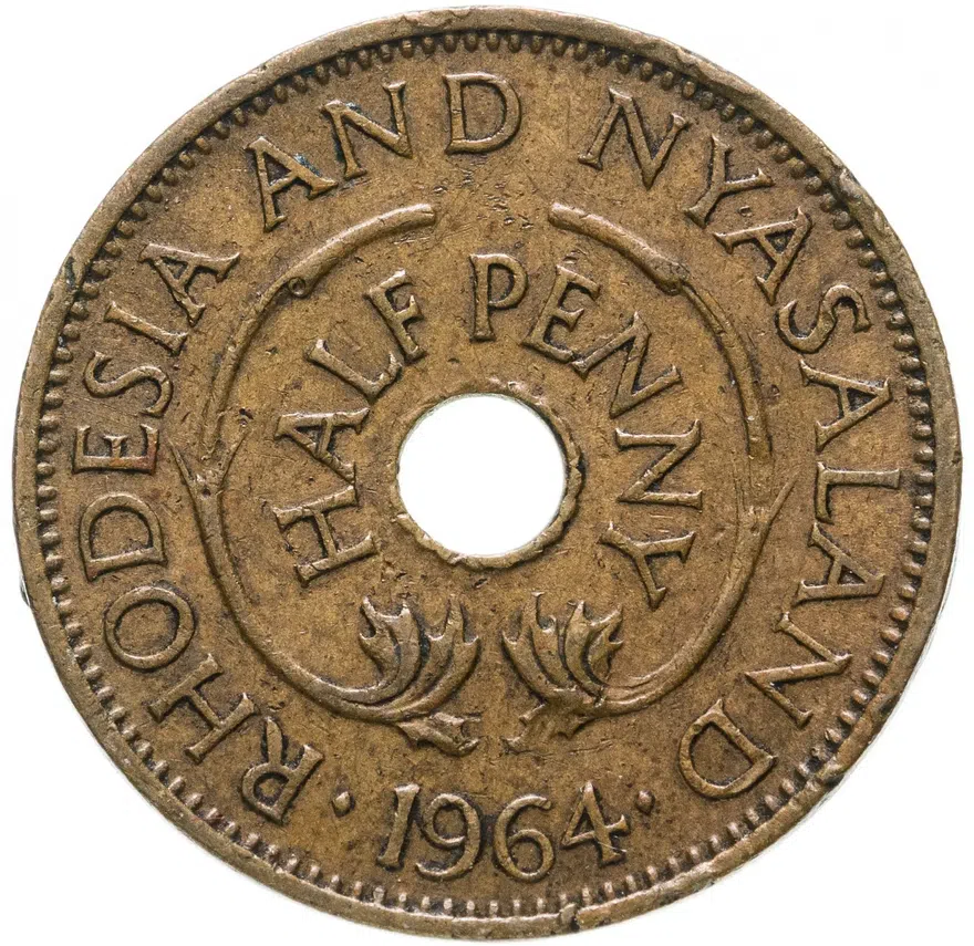 Родезия и Ньясаленд 1/2 пенни (penny) 1964, реверс