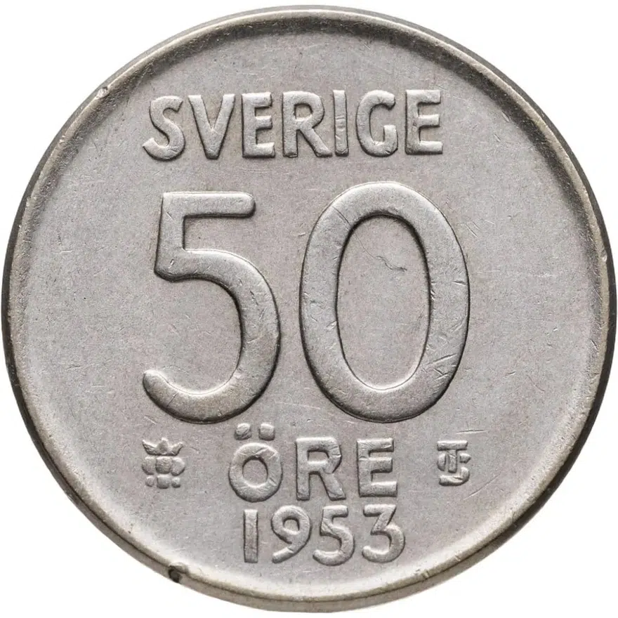 Швеция 50 эре (ore) 1953, аверс