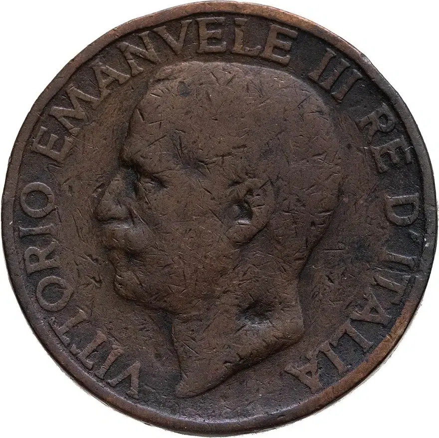 Италия 10 чентезимо (centesimi) 1925, реверс