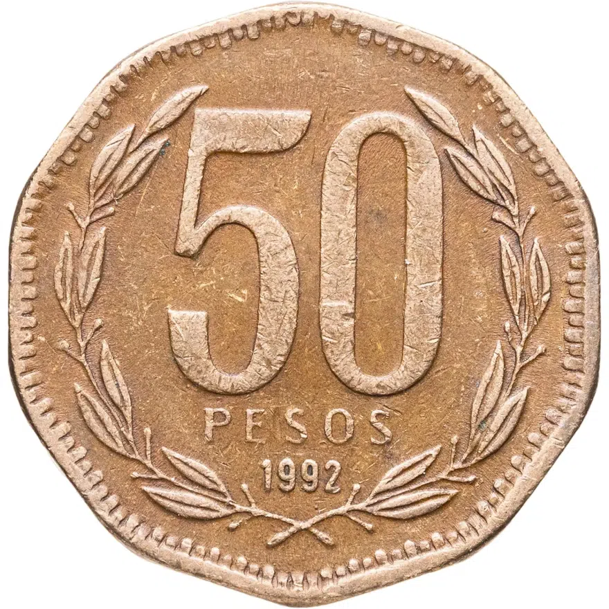 Чили 50 песо (pesos) 1992