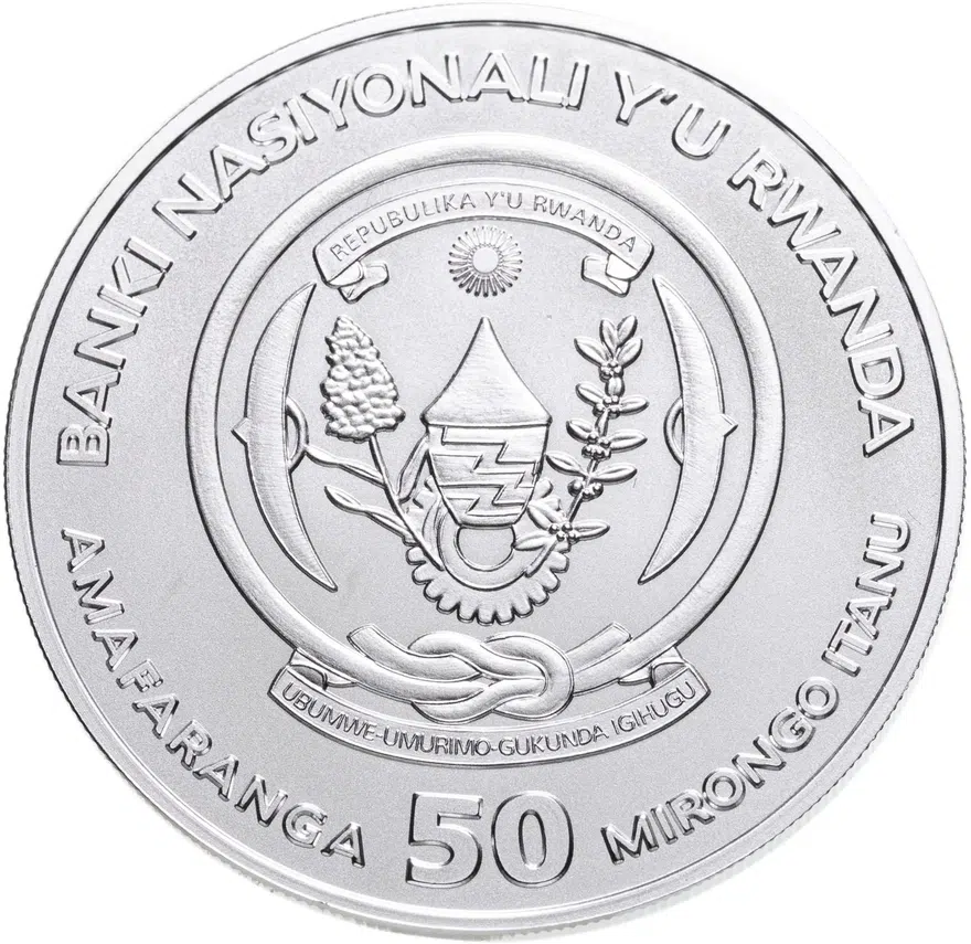 Руанда 50 франков (francs) 2008  Животные - Гориллы, реверс