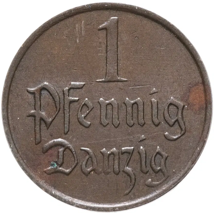 Данциг 1 пфенниг (pfennig) 1930, реверс