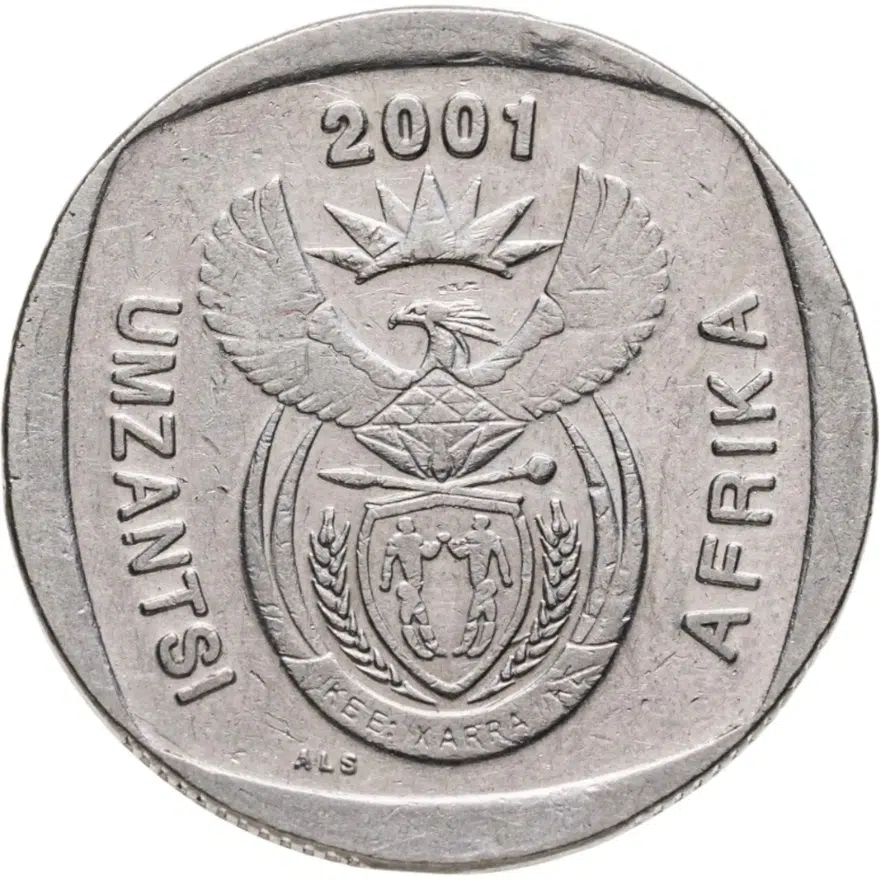 ЮАР 2 ранда (рэнда, rand) 2001, реверс