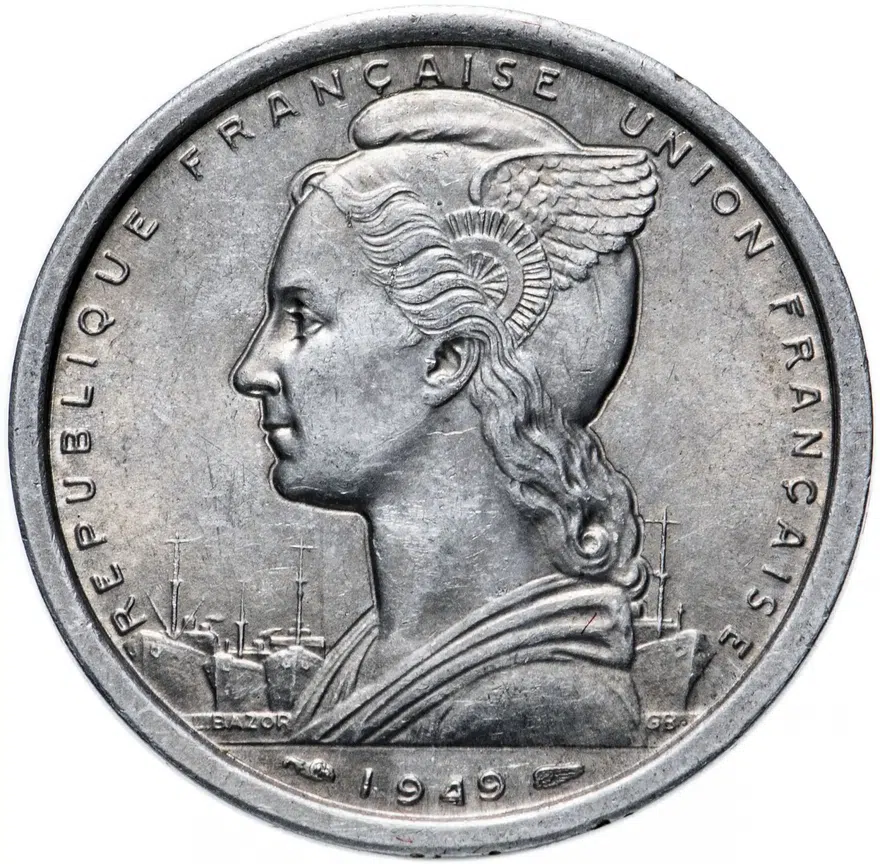 Французское Сомали 2 франка (francs) 1949