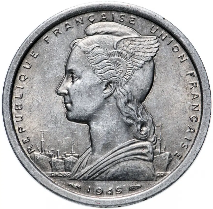 Французское Сомали 2 франка (francs) 1949, реверс