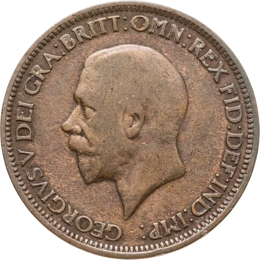 Великобритания 1/2 пенни (penny) 1928, аверс