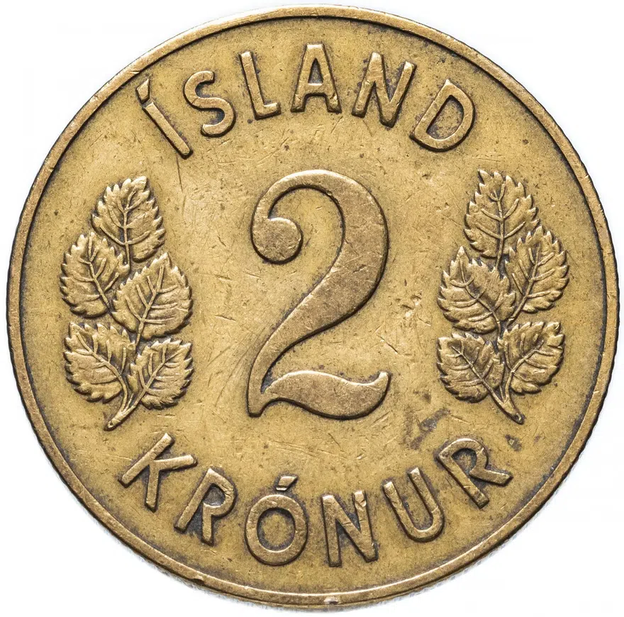 Исландия 2 кроны (kronur) 1946, реверс